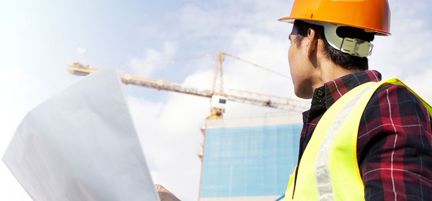 Construction worker with safety PPE